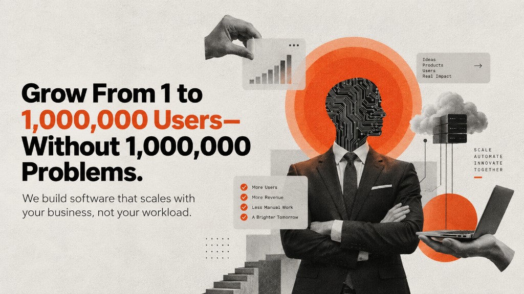 Grow from 1 to 1,000,000 users without 1,000,000 problems — software that scales with the business, not the workload